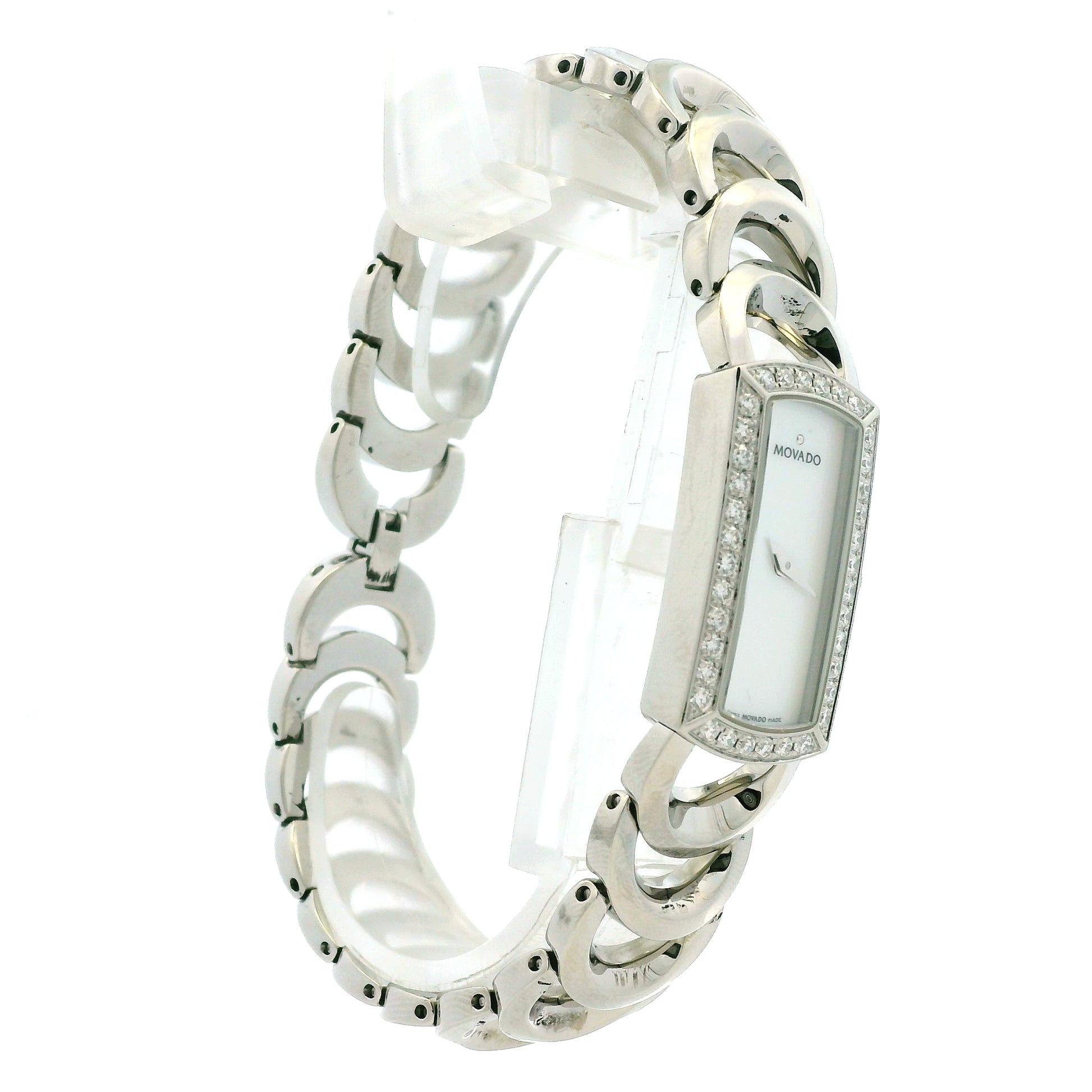 Movado Rondiro 0606007 Mother of Pearl Diamond Bezel Rectangle Stainless Steel Watch — photo 12 of 12