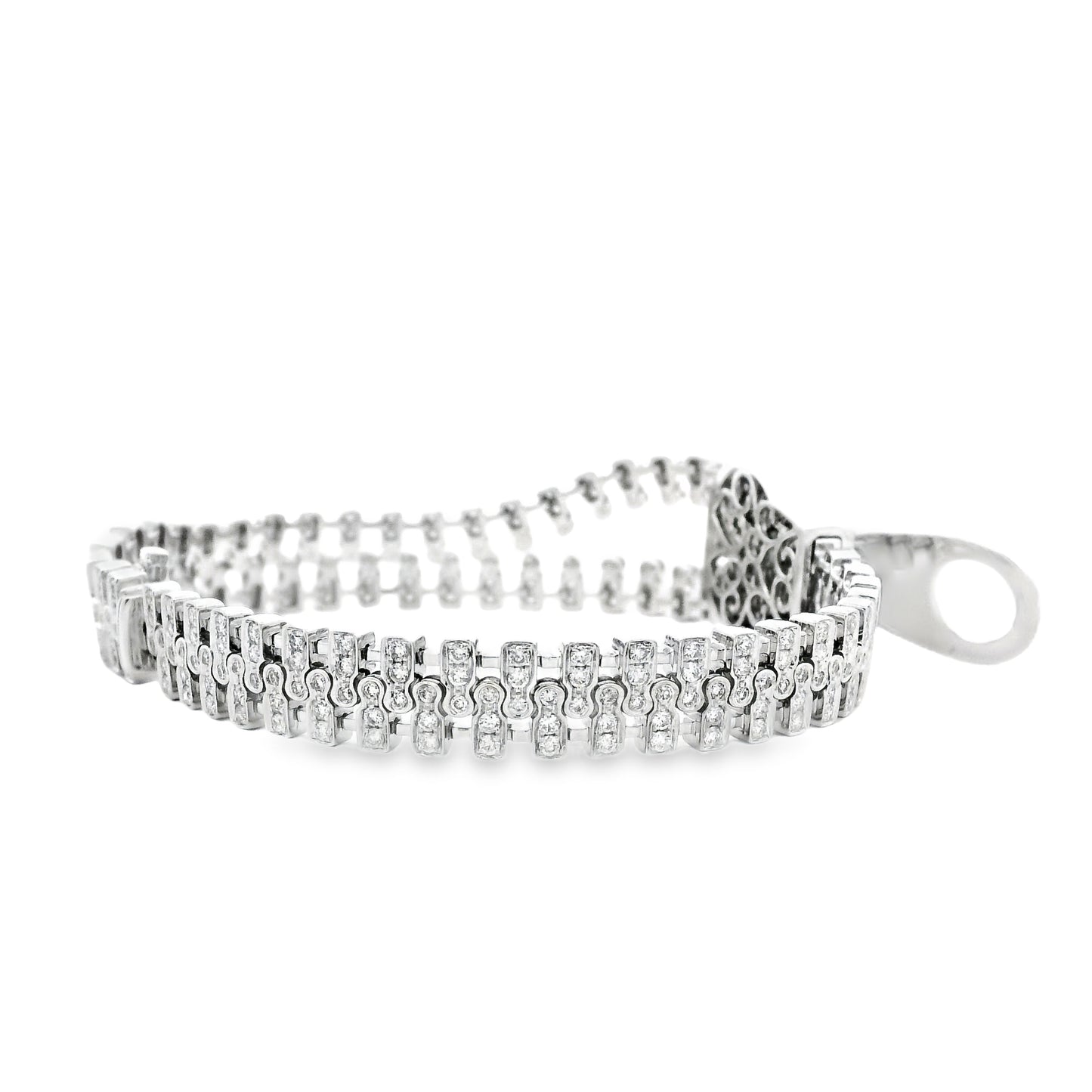 18k White Gold 4.01ctw Round Brilliant Diamond Zipper Bracelet — photo 12 of 14
