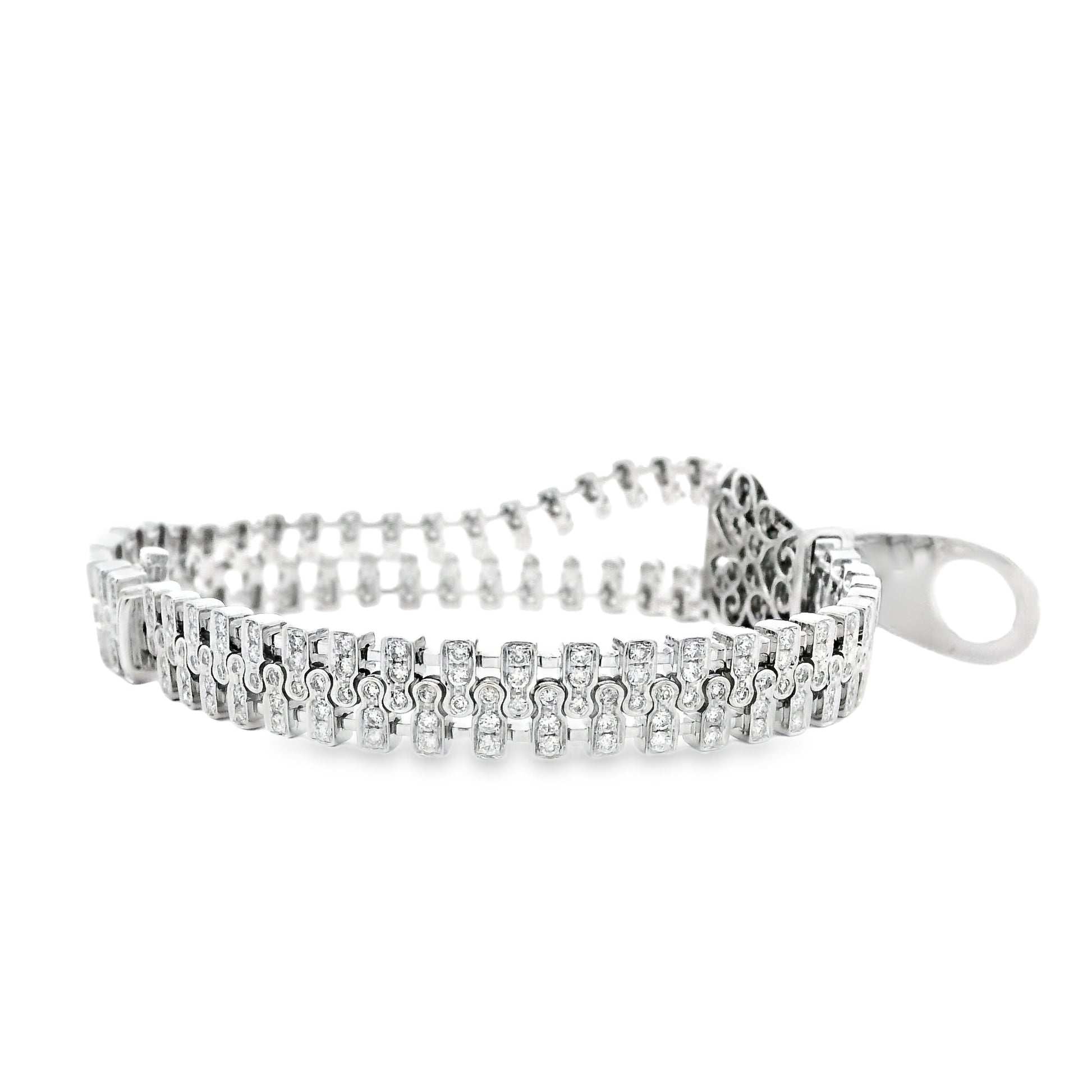 18k White Gold 4.01ctw Round Brilliant Diamond Zipper Bracelet — photo 12 of 14
