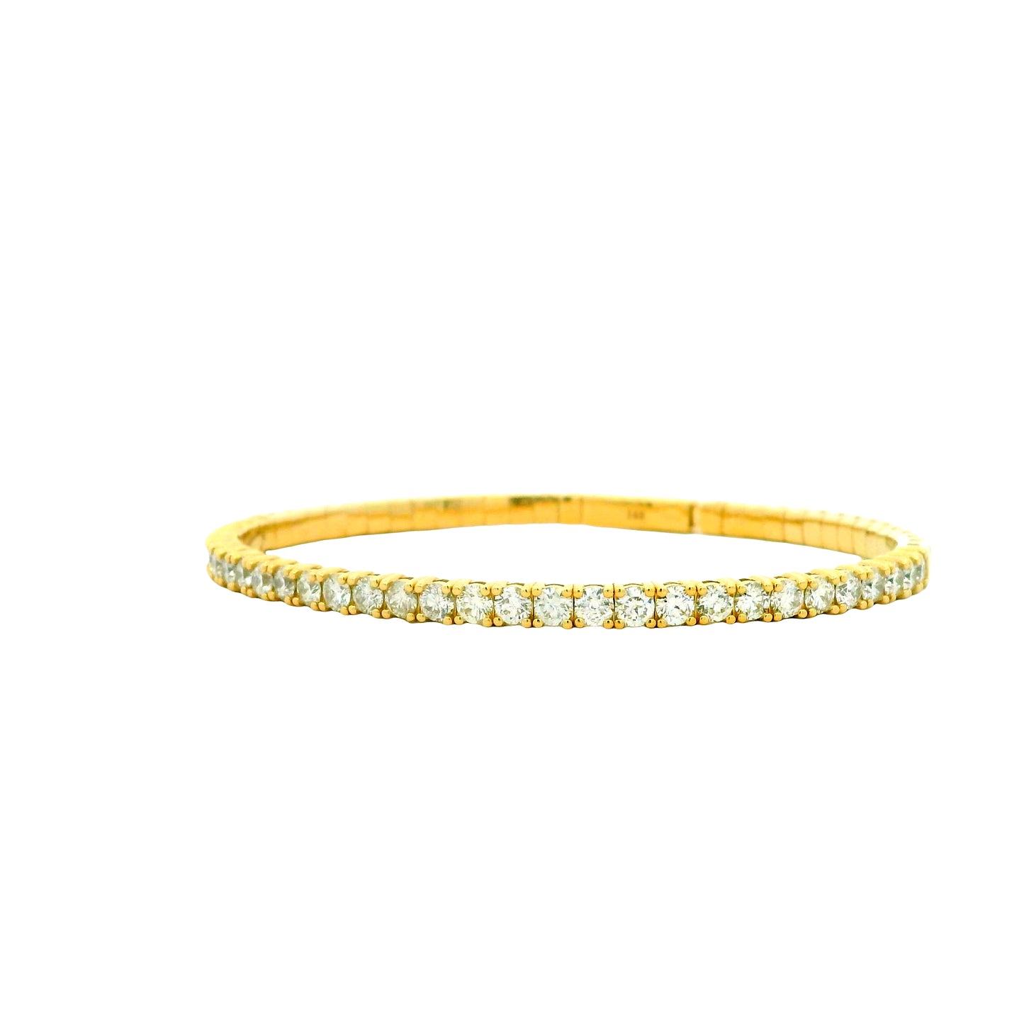 14k Yellow Gold 3.15ctw Round Brilliant Diamond Halfway Bangle Bracelet — photo 12 of 13