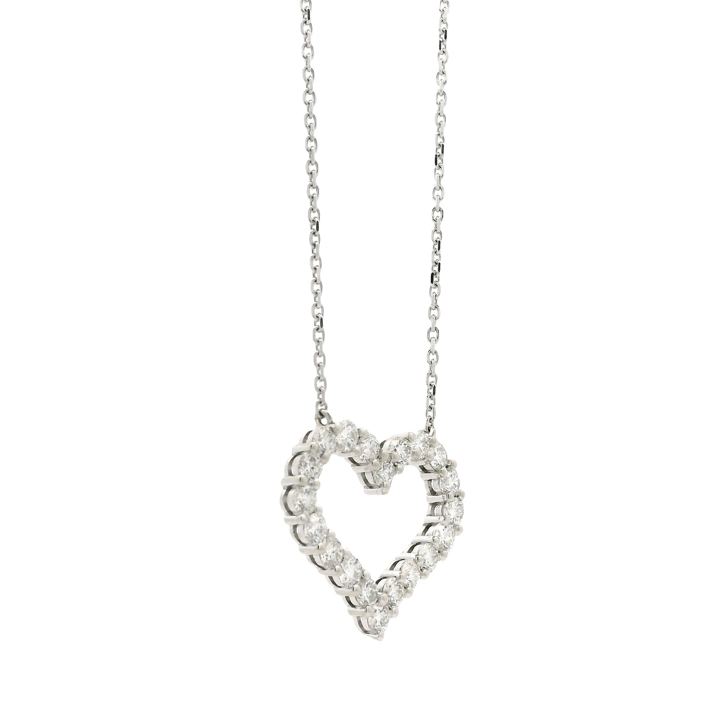 14k White Gold 2.00ctw Round Brilliant Diamond Pavé Heart Pendant Necklace — photo 12 of 12