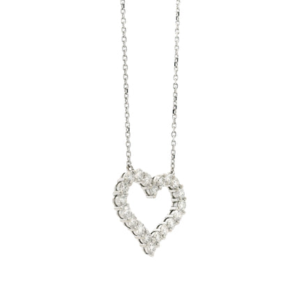 14k White Gold 2.00ctw Round Brilliant Diamond Pavé Heart Pendant Necklace — photo 12 of 12