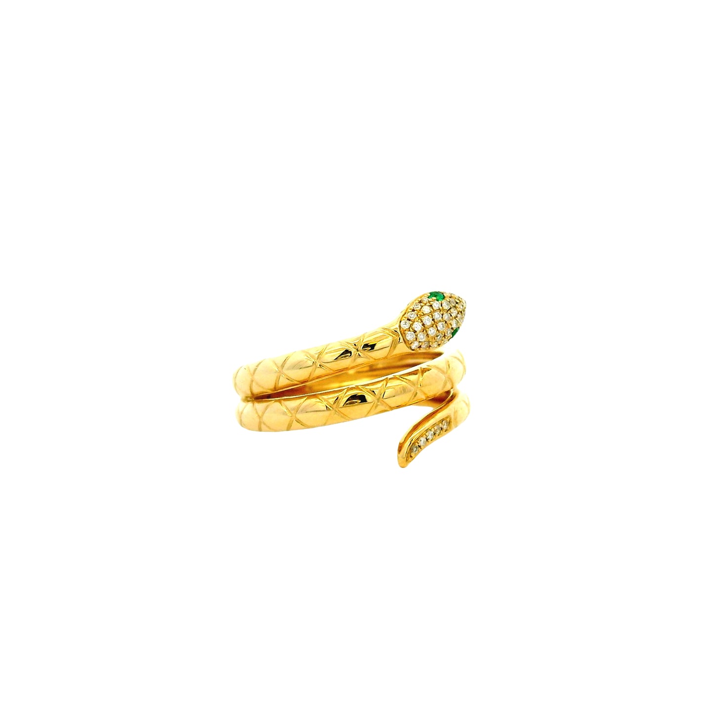 14k Yellow Gold 0.10ctw Diamond and Emerald Snake Wrap Ring — photo 12 of 13