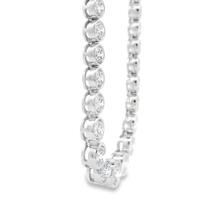 18k White Gold 6.54ctw Round Natural Diamond Half-Way Bezel Set Tennis Necklace 17" — photo 12 of 14