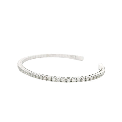 14k White Gold 2.60ctw Round Brilliant Diamond Flexible Pavé Bangle Bracelet — photo 12 of 22