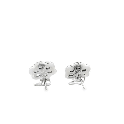 14k White Gold 3.60ctw Old Cut Natural Diamond Flower Cluster Button Earrings — photo 12 of 14
