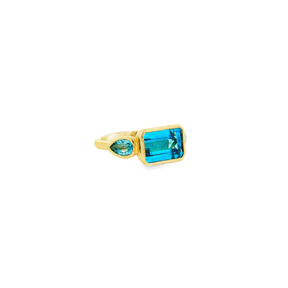 Gabriel and Co. 14k Yellow Gold 5.20ctw Swiss Blue Topaz Signet Ring — photo 12 of 12
