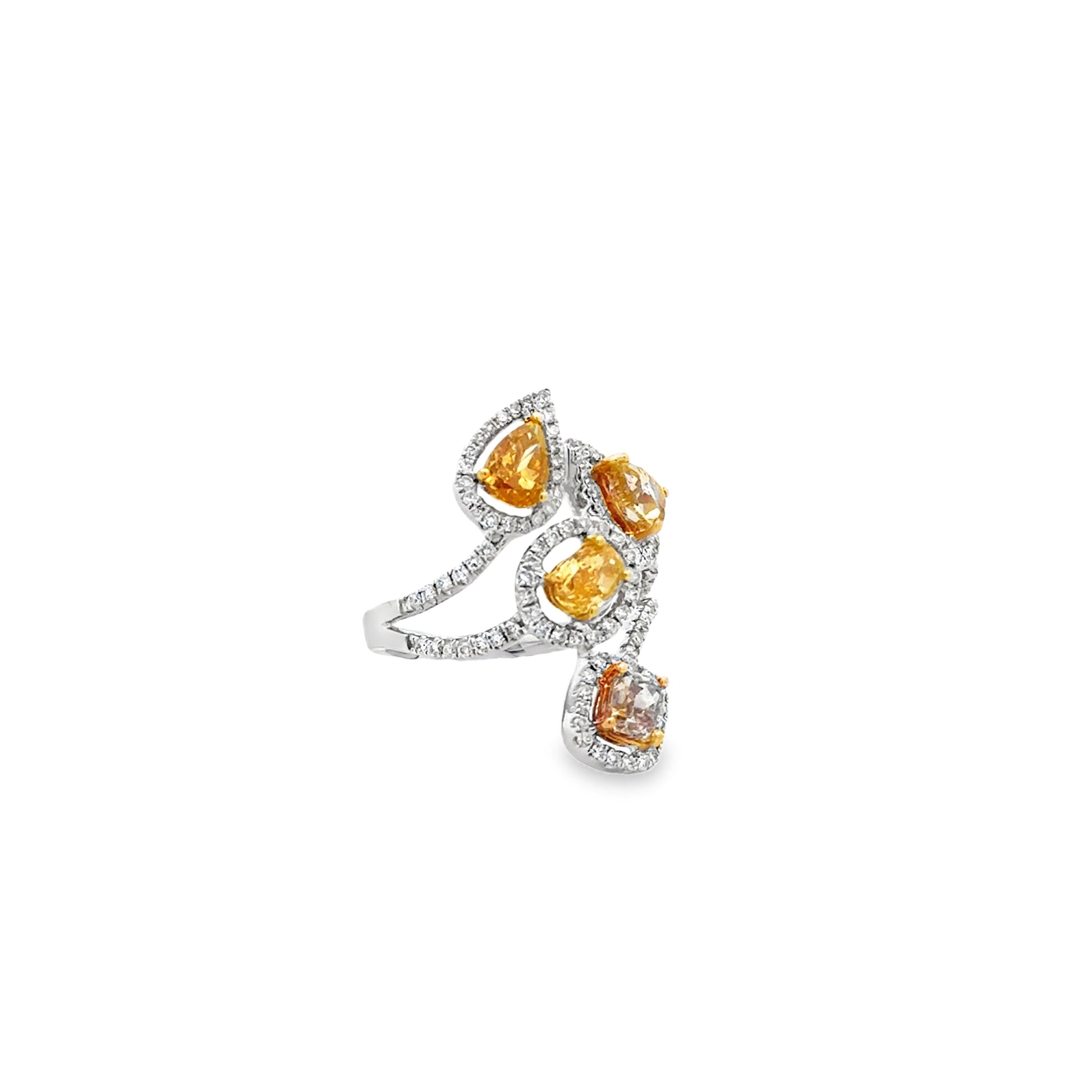 18k White Gold 2.44ct Natural Fancy Colored Diamond Floral Cluster Ring — photo 12 of 13
