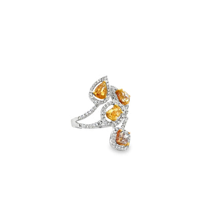 18k White Gold 2.44ct Natural Fancy Colored Diamond Floral Cluster Ring — photo 12 of 13