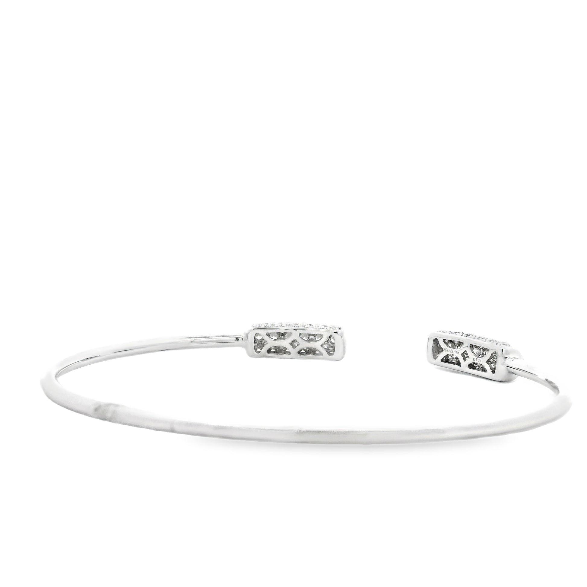 18k White Gold 1.34ctw Round Brilliant Diamond Pavé Cuff Bangle Bracelet — photo 12 of 13