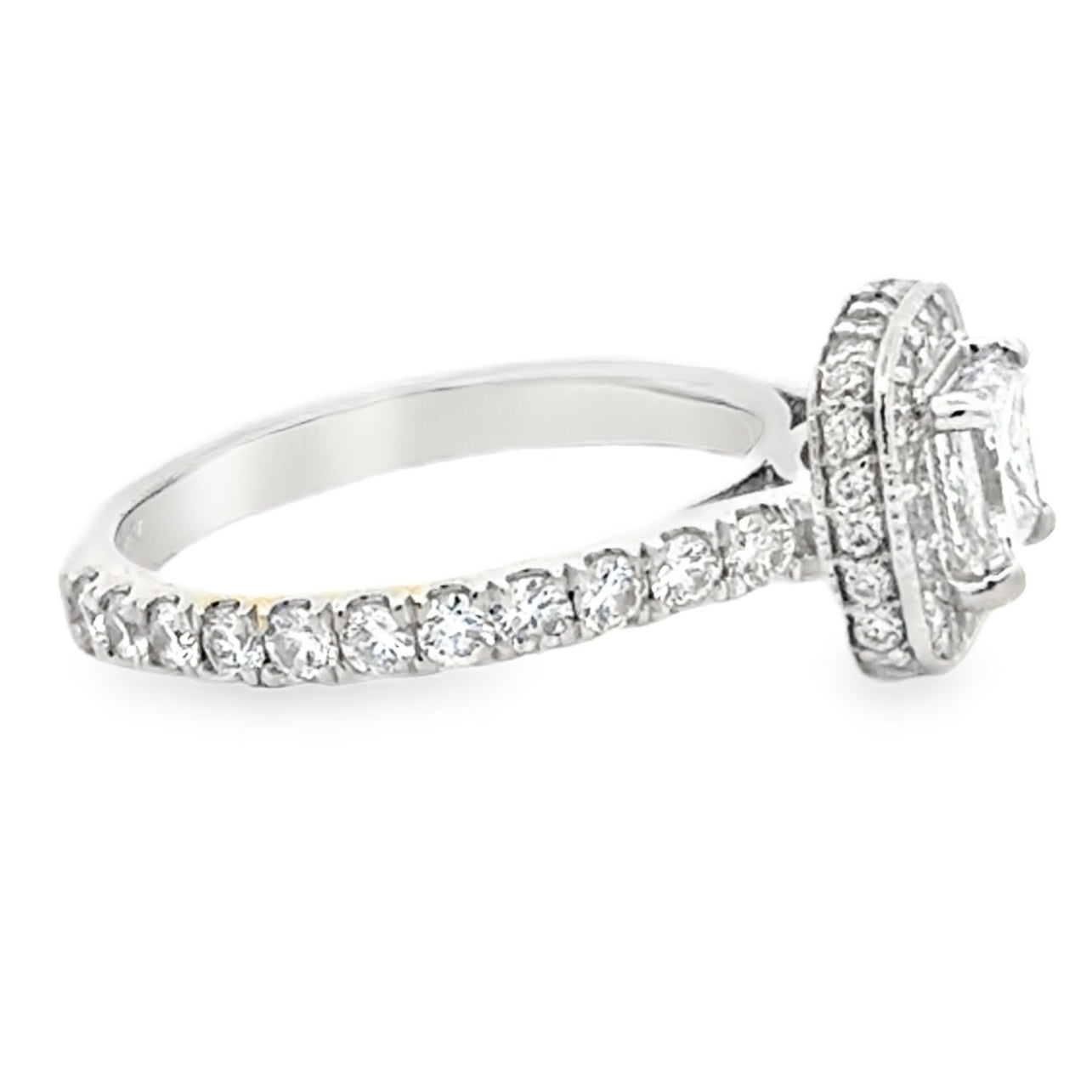 18k White Gold 0.72ct Princess Cut Diamond Halo Engagement Ring — photo 12 of 13