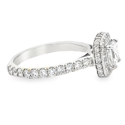 18k White Gold 0.72ct Princess Cut Diamond Halo Engagement Ring — photo 12 of 13
