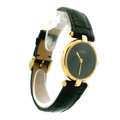 Must de Cartier Vendome 18k Gold Plated Black Dial Leather Strap Watch — photo 12 of 12