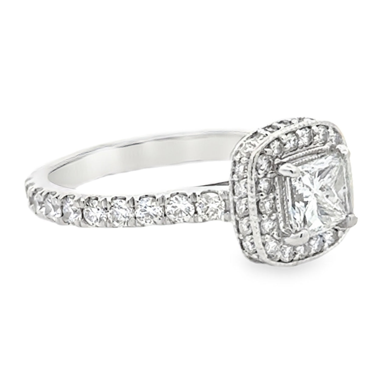 18k White Gold 0.72ct Princess Cut Diamond Halo Engagement Ring — photo 13 of 13