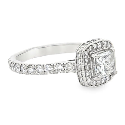18k White Gold 0.72ct Princess Cut Diamond Halo Engagement Ring — photo 13 of 13