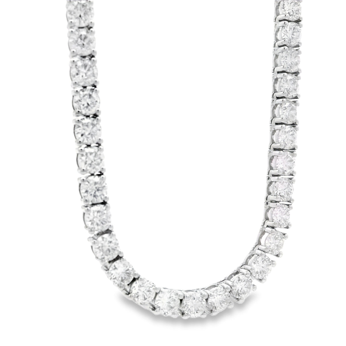 14k White Gold 13.72ctw Round Brilliant Diamond Tennis Necklace 17" — photo 13 of 13
