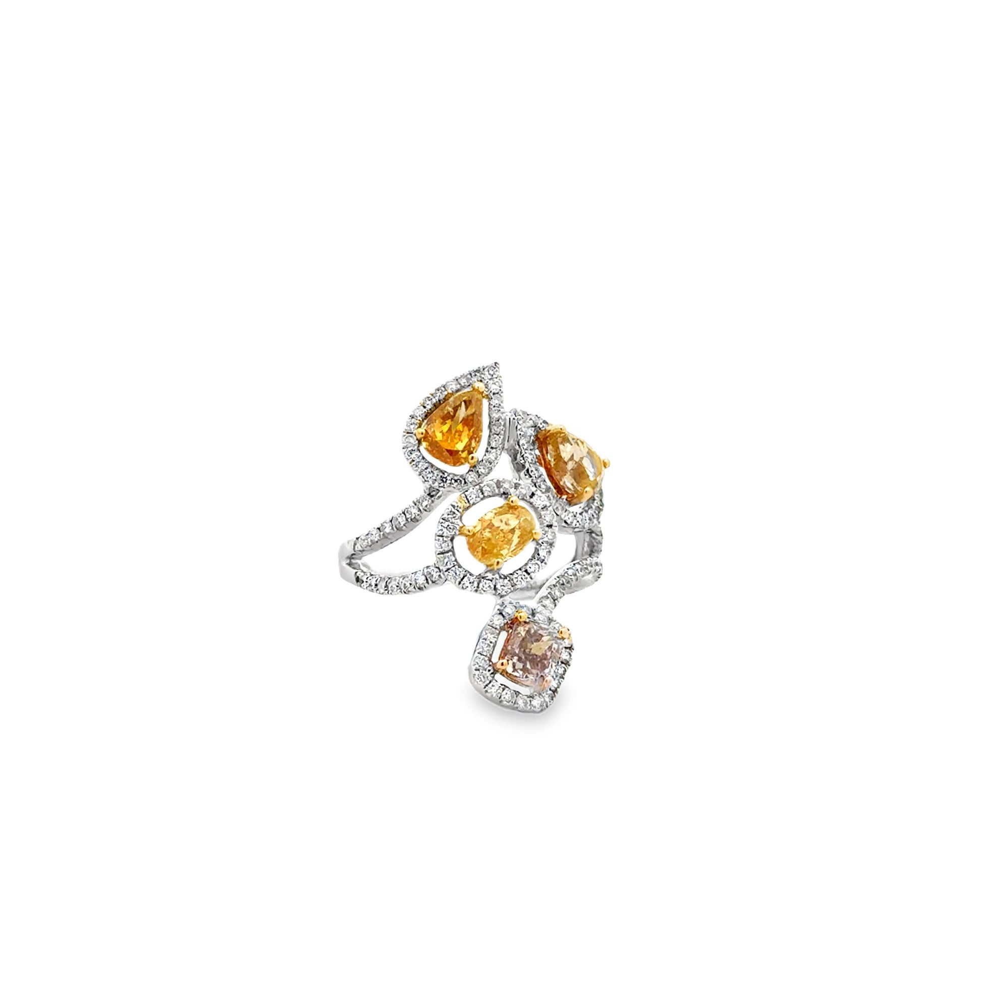 18k White Gold 2.44ct Natural Fancy Colored Diamond Floral Cluster Ring — photo 13 of 13