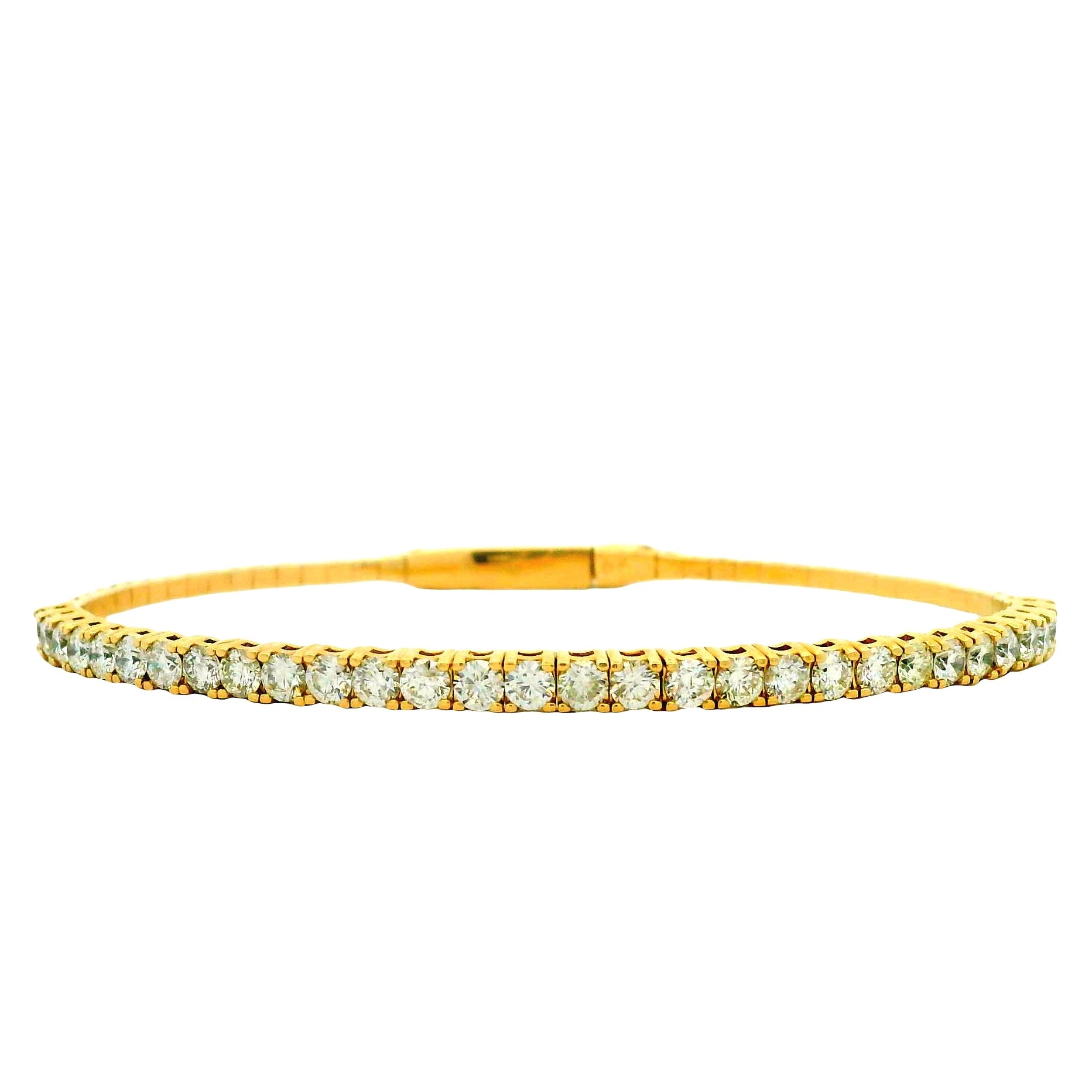 14k Yellow Gold 5.80ctw Round Brilliant Diamond Halfway Bangle Bracelet — photo 13 of 13