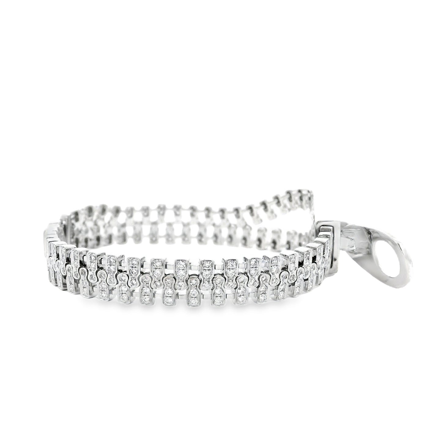 18k White Gold 4.01ctw Round Brilliant Diamond Zipper Bracelet — photo 13 of 14