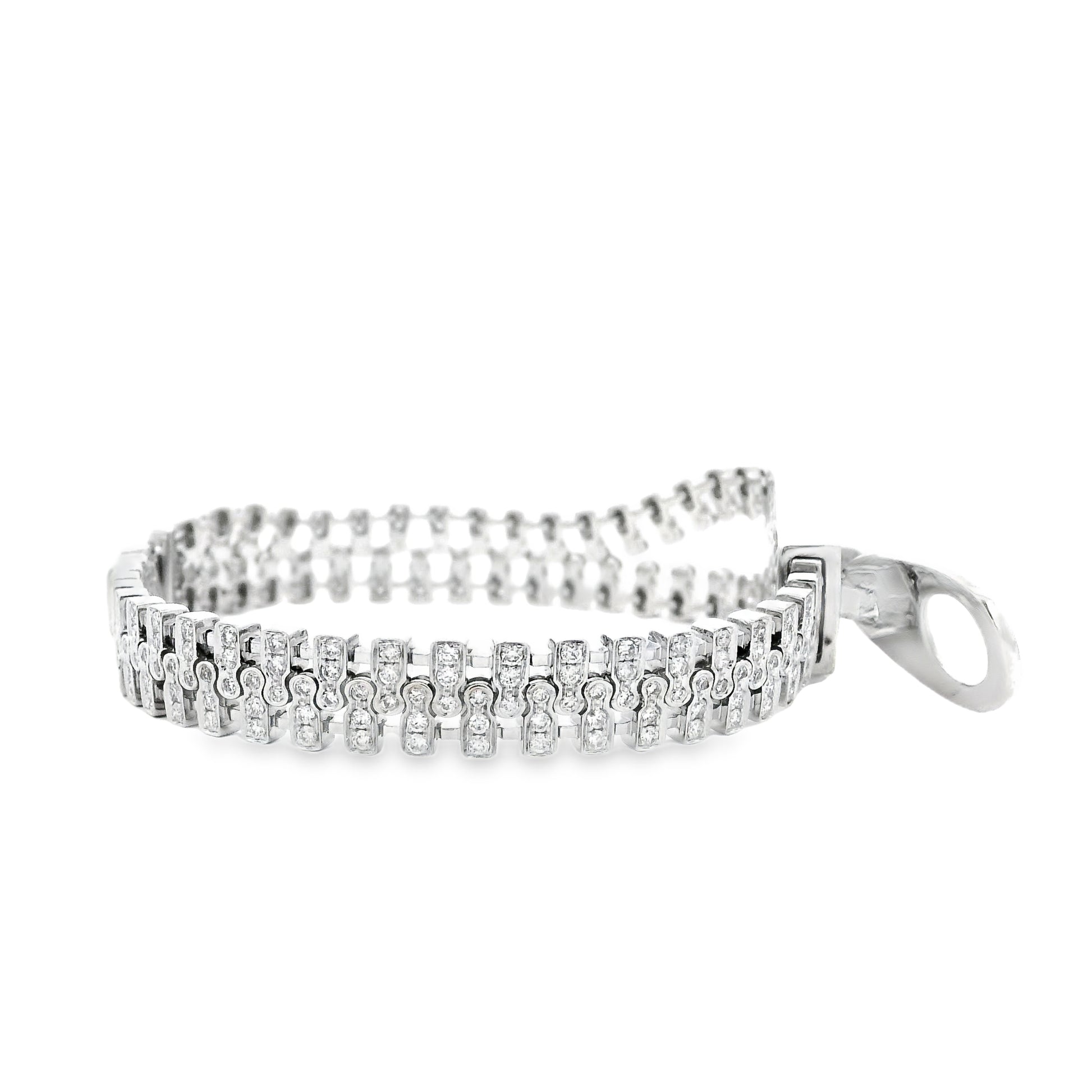 18k White Gold 4.01ctw Round Brilliant Diamond Zipper Bracelet — photo 13 of 14