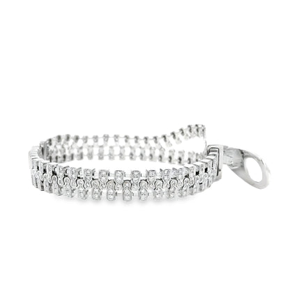 18k White Gold 4.01ctw Round Brilliant Diamond Zipper Bracelet — photo 13 of 14