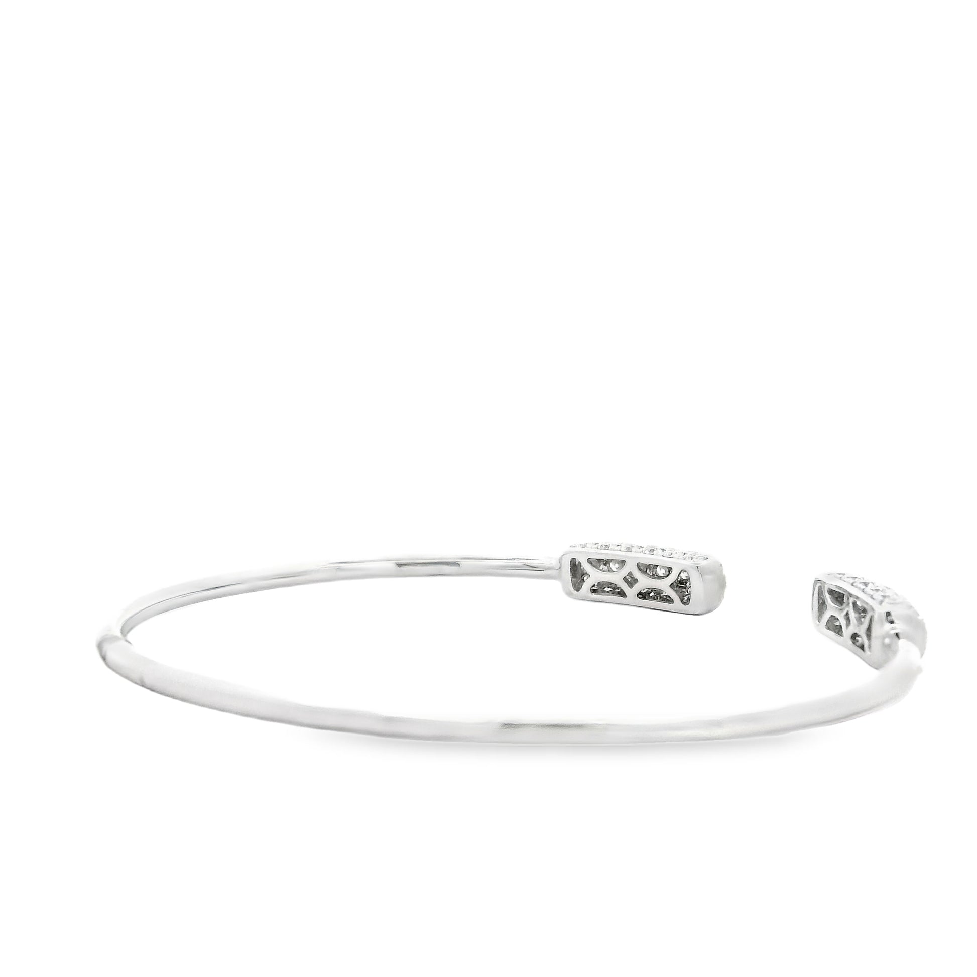 18k White Gold 1.34ctw Round Brilliant Diamond Pavé Cuff Bangle Bracelet — photo 13 of 13