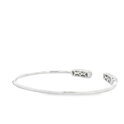 18k White Gold 1.34ctw Round Brilliant Diamond Pavé Cuff Bangle Bracelet — photo 13 of 13