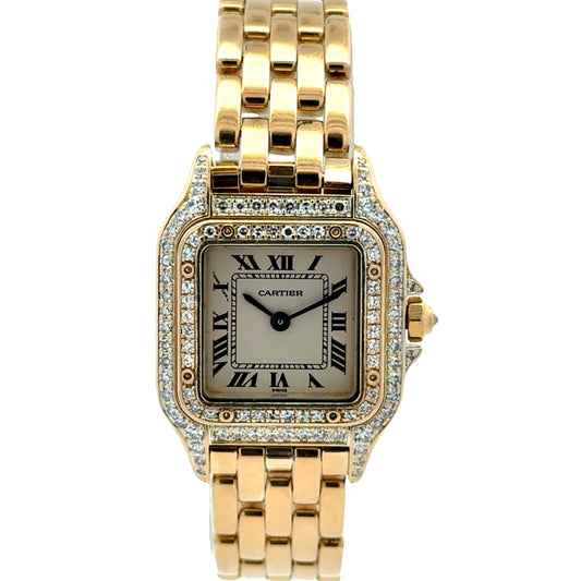 Cartier Mini Panthere 18k Yellow Gold Diamond Bezel Roman Numeral Watch — photo 13 of 13
