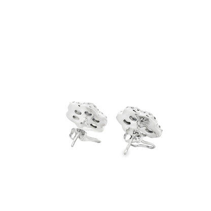 14k White Gold 3.60ctw Old Cut Natural Diamond Flower Cluster Button Earrings — photo 13 of 14