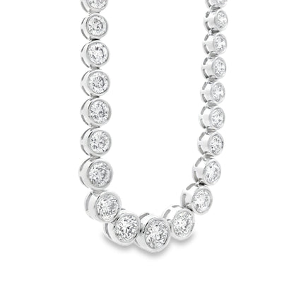 18k White Gold 6.54ctw Round Natural Diamond Half-Way Bezel Set Tennis Necklace 17" — photo 13 of 14
