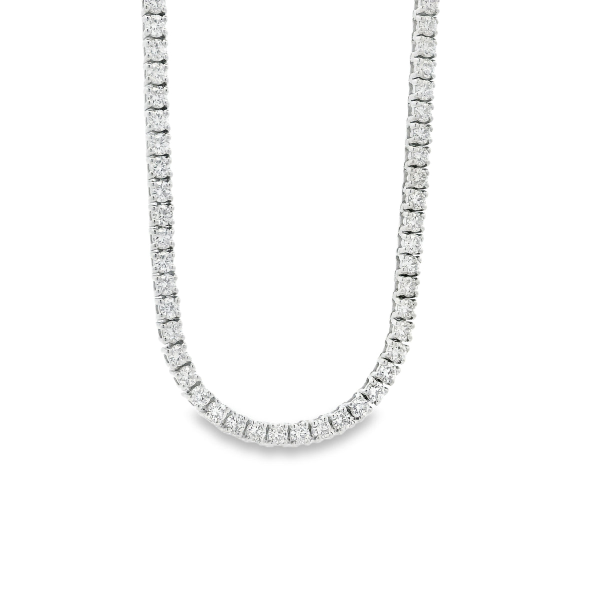 14k White Gold 7.13ctw Round Brilliant Diamond Tennis Necklace 18" — photo 13 of 13