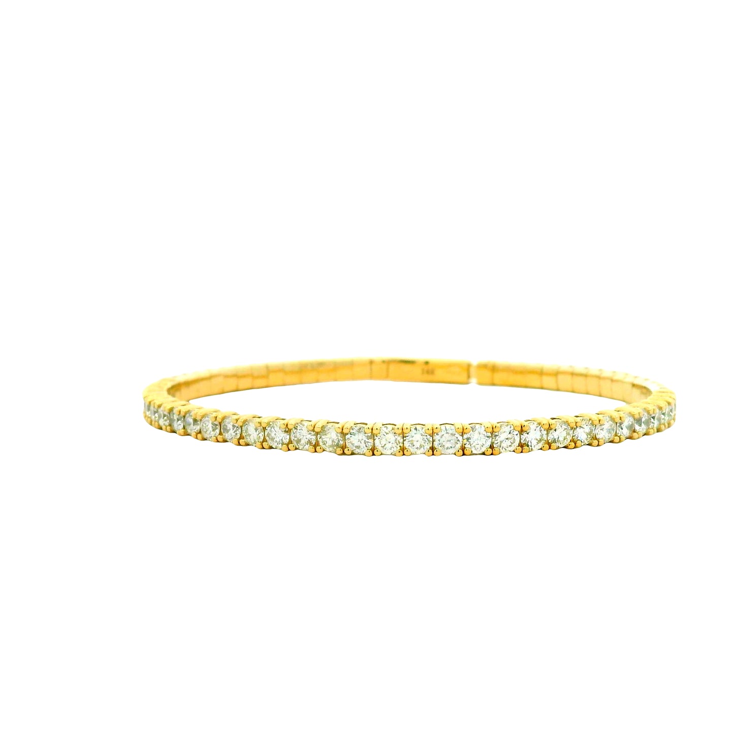 14k Yellow Gold 3.15ctw Round Brilliant Diamond Halfway Bangle Bracelet — photo 13 of 13