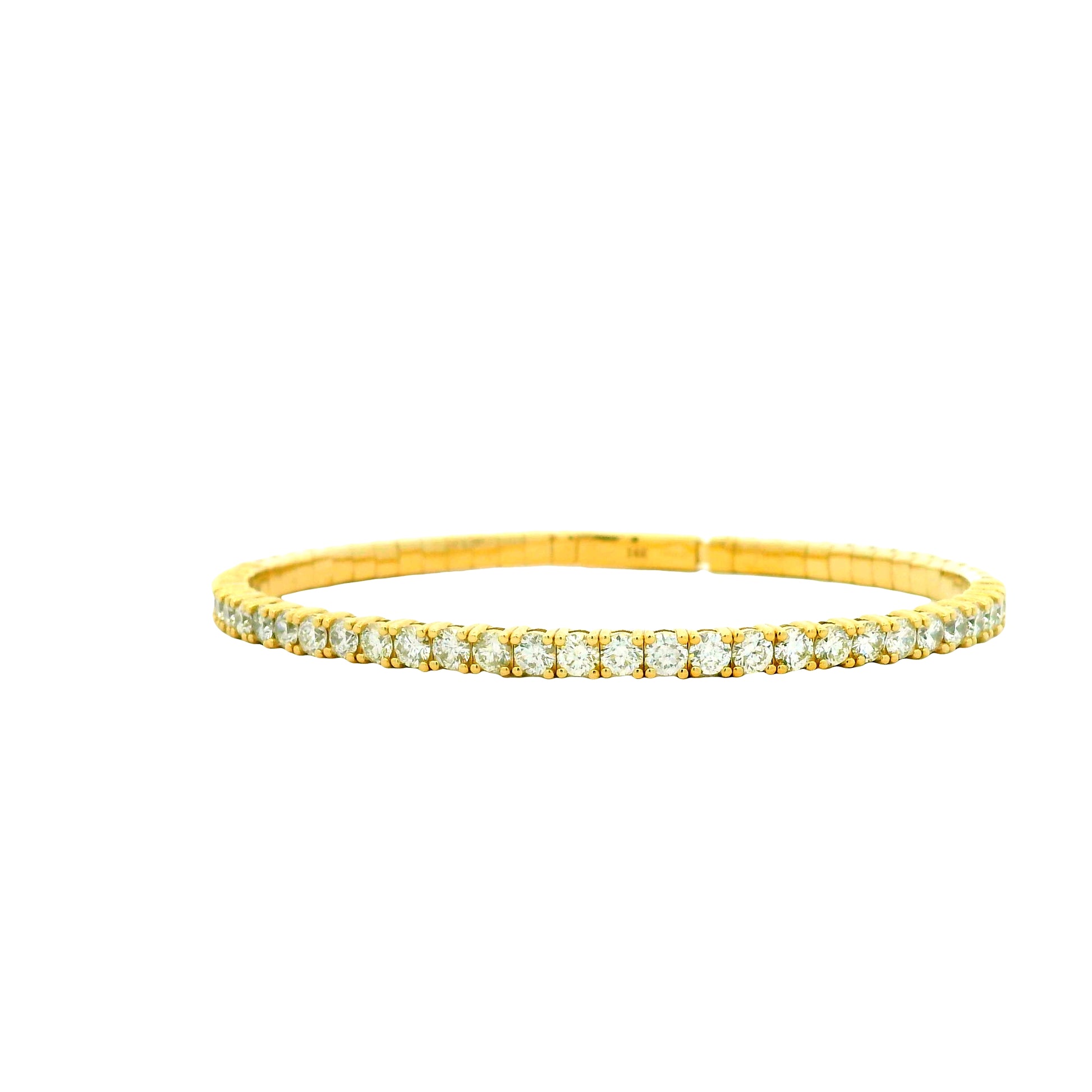 14k Yellow Gold 3.15ctw Round Brilliant Diamond Halfway Bangle Bracelet — photo 13 of 13