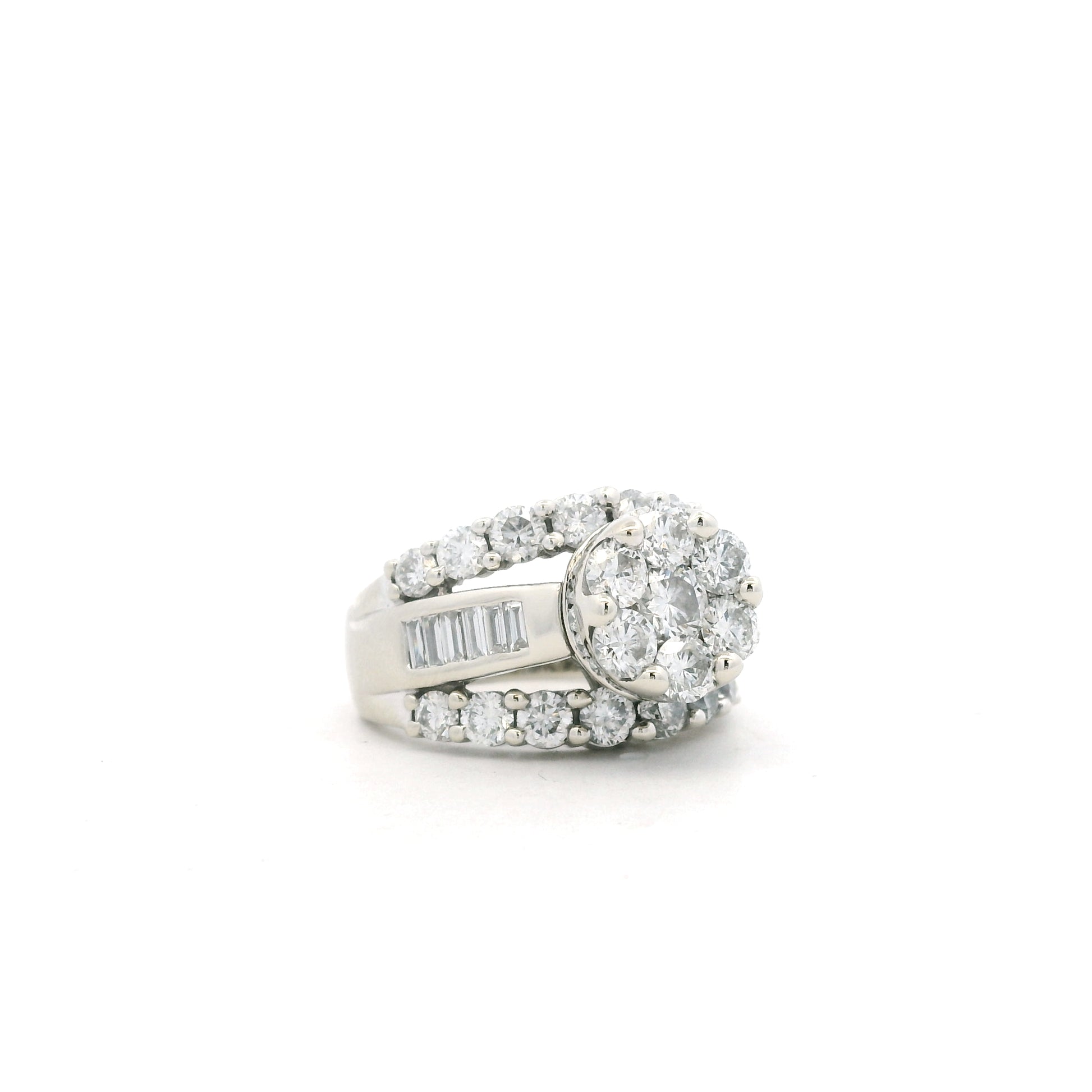 14k White Gold 2.0ctw Round and Baguette Diamond Engagement Ring Set — photo 13 of 13