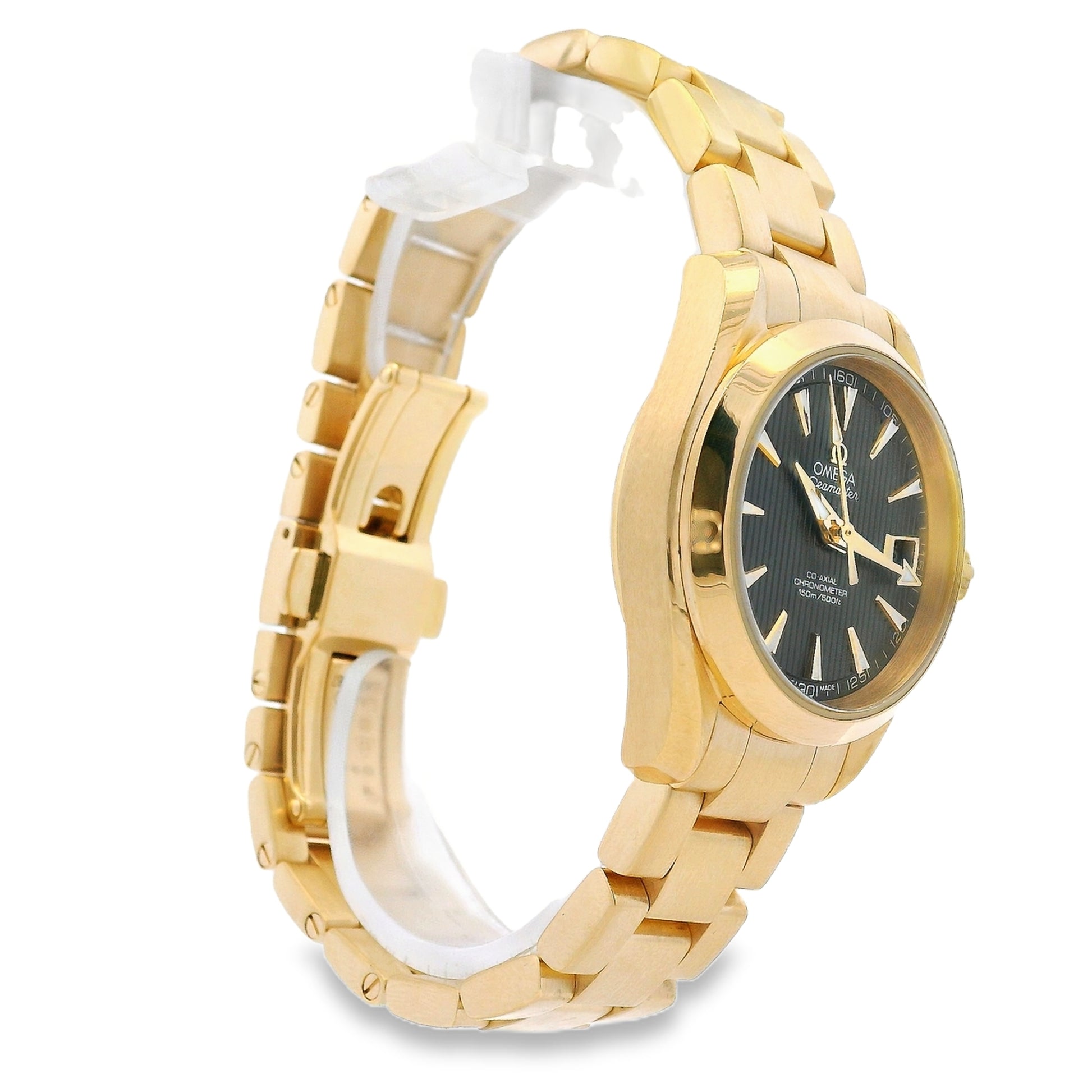 Omega 231.50.30.20.06.002 Seamaster Aqua Terra 30mm Grey Dial 18k Yellow Gold Watch — photo 14 of 15