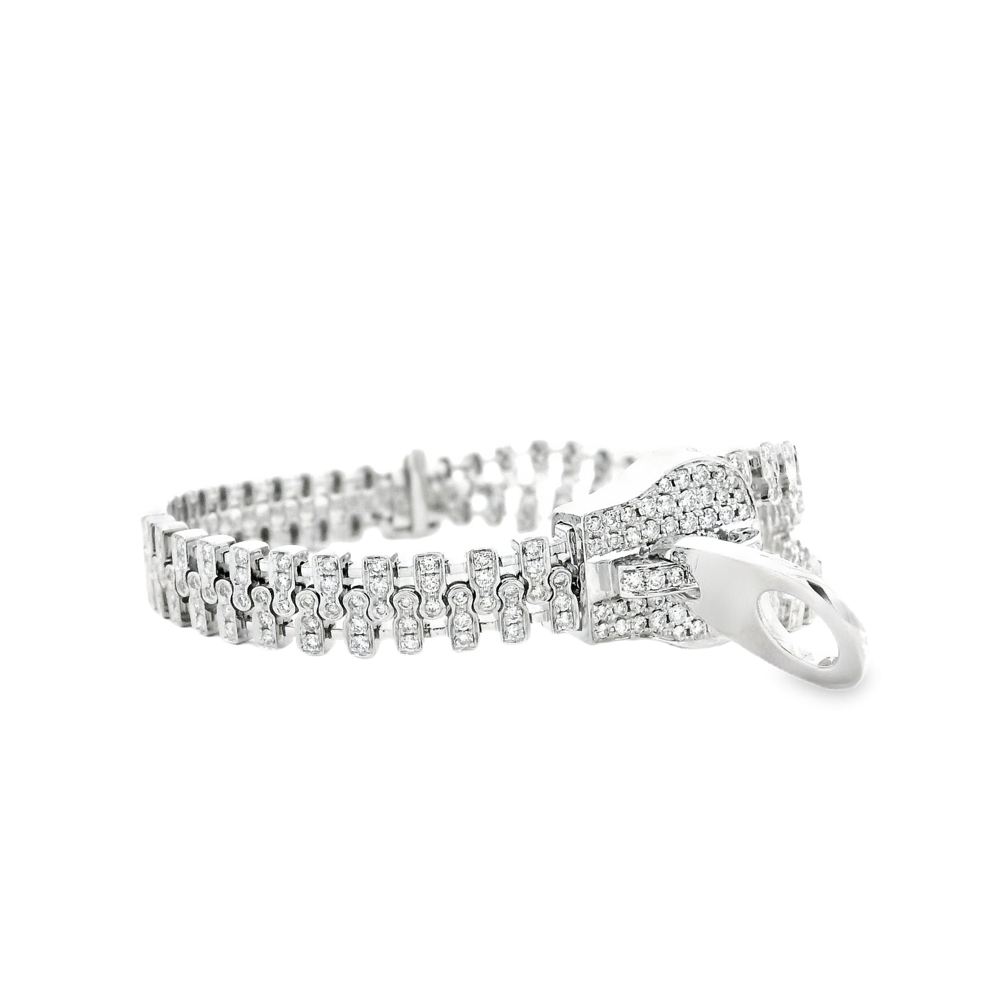 18k White Gold 4.01ctw Round Brilliant Diamond Zipper Bracelet — photo 14 of 14