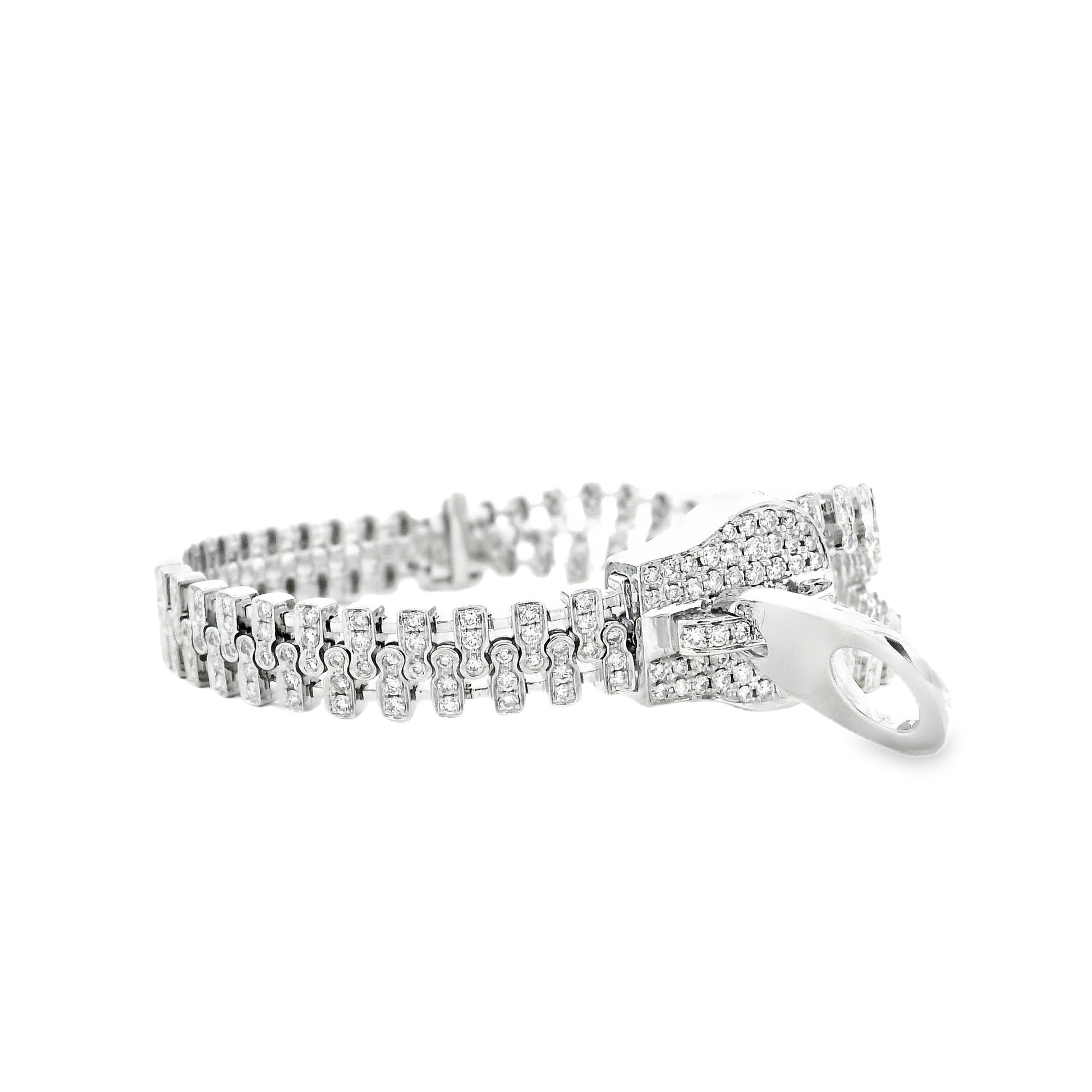 18k White Gold 4.01ctw Round Brilliant Diamond Zipper Bracelet — photo 14 of 14