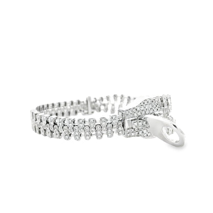 18k White Gold 4.01ctw Round Brilliant Diamond Zipper Bracelet — photo 14 of 14