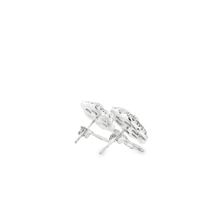 14k White Gold 3.60ctw Old Cut Natural Diamond Flower Cluster Button Earrings — photo 14 of 14