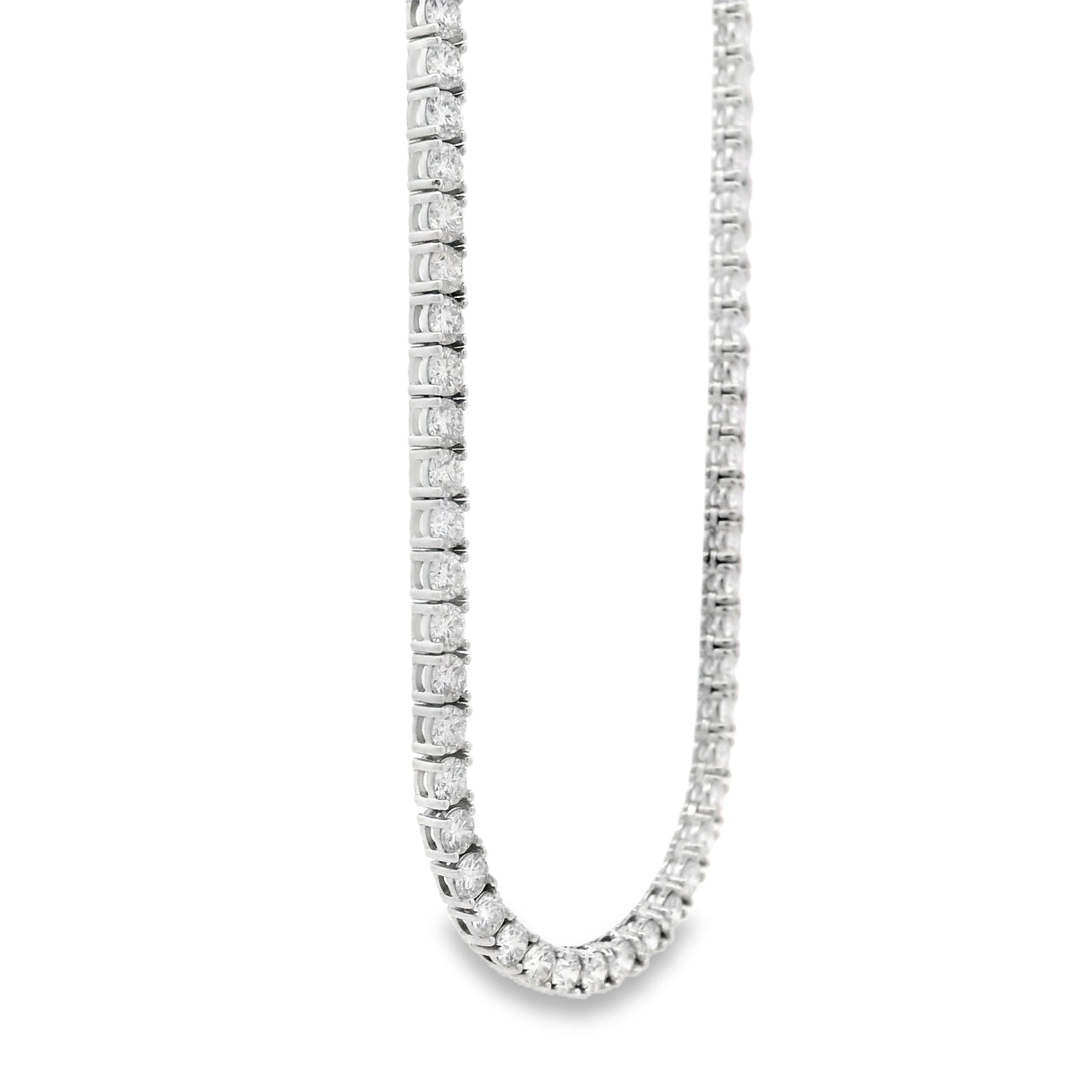14k White Gold 11.00ctw Round Brilliant Diamond Tennis Necklace 16" — photo 14 of 14