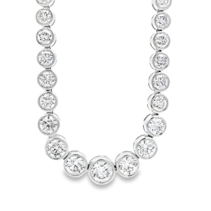 18k White Gold 6.54ctw Round Natural Diamond Half-Way Bezel Set Tennis Necklace 17" — photo 14 of 14