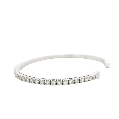 14k White Gold 2.60ctw Round Brilliant Diamond Flexible Pavé Bangle Bracelet — photo 15 of 22