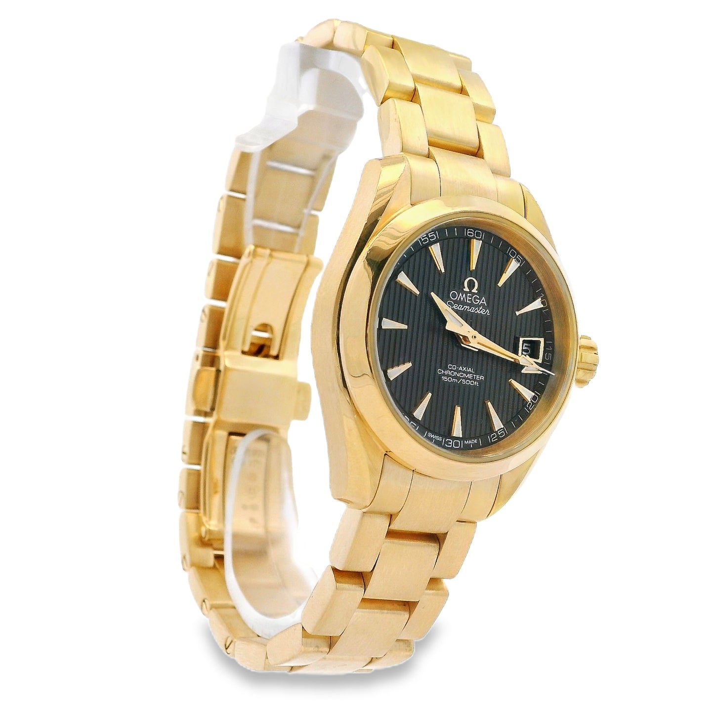 Omega 231.50.30.20.06.002 Seamaster Aqua Terra 30mm Grey Dial 18k Yellow Gold Watch — photo 15 of 15