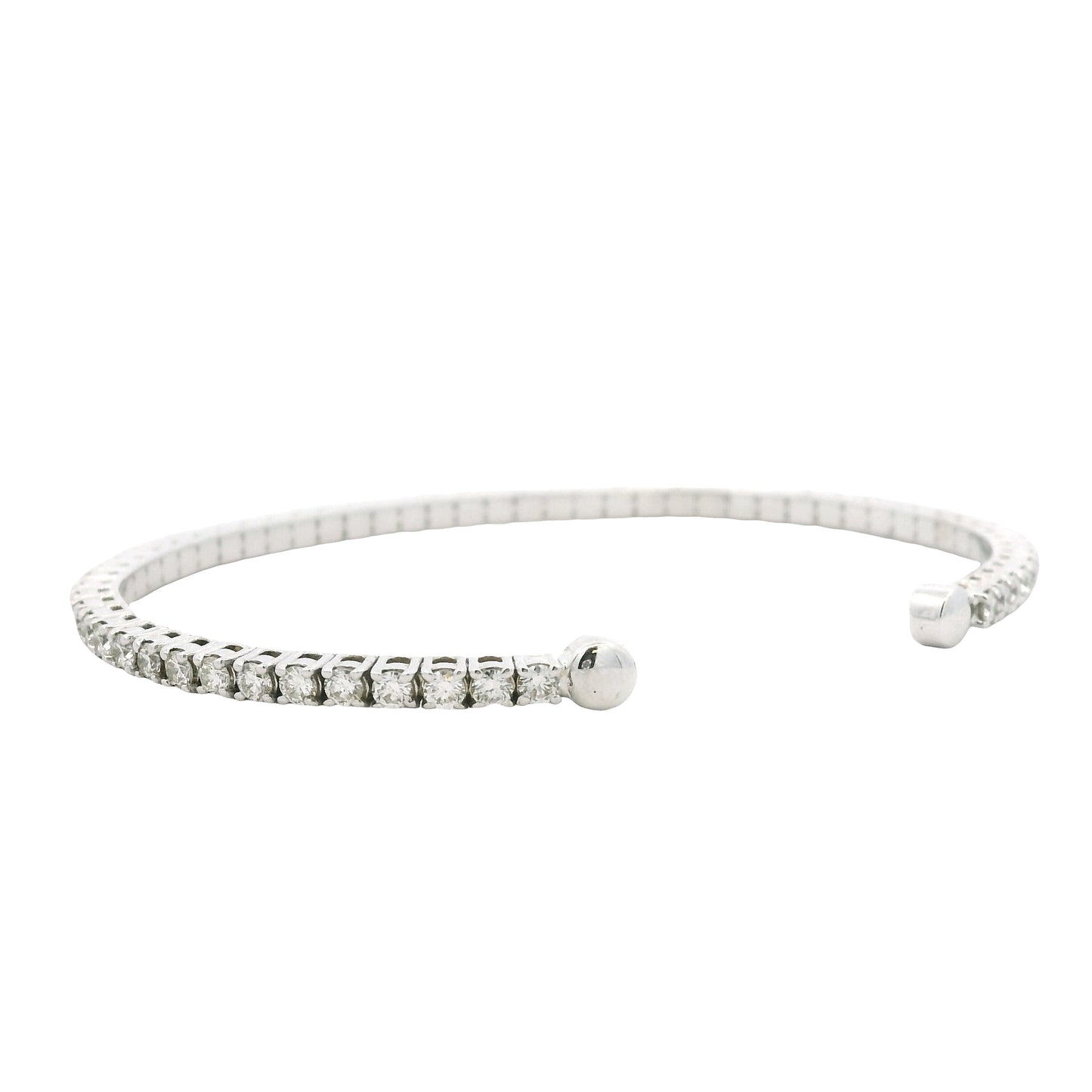 14k White Gold 2.60ctw Round Brilliant Diamond Flexible Pavé Bangle Bracelet — photo 17 of 22
