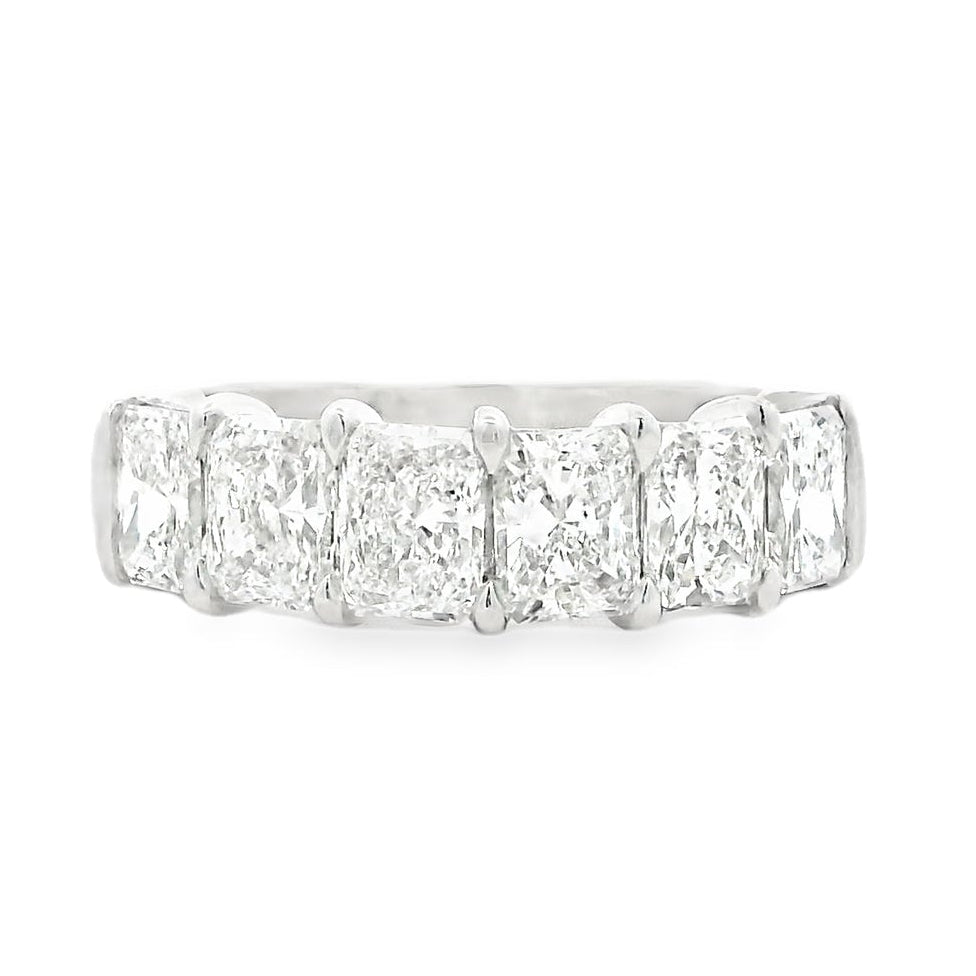Platinum 3.03ctw Radiant Cut Diamond Half-Eternity Wedding Band Ring — top-down view