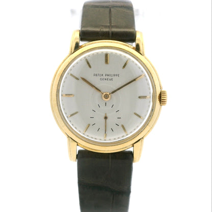 Patek Philippe 2484 Calatrava Yellow Gold Silvered Dial Watch — front view