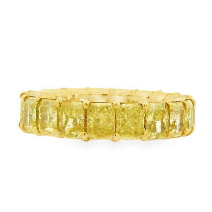 18k Yellow Gold 5.71ctw Radiant Cut Diamond Eternity Band Ring — top-down view