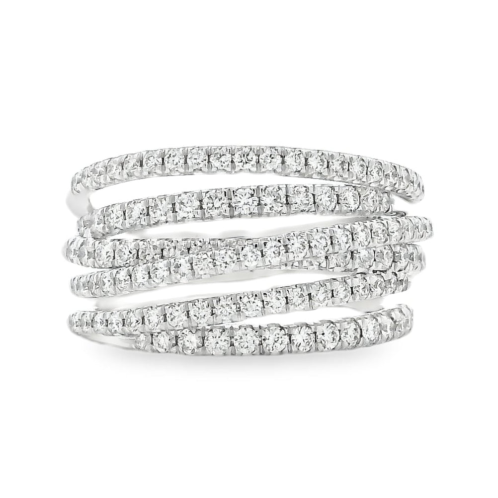 Gabriel & Co. 14k White Gold 1.00ctw Diamond Criss Cross Layered Ring — top-down view