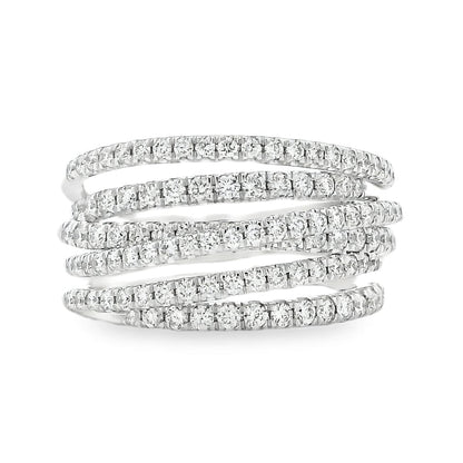 Gabriel & Co. 14k White Gold 1.00ctw Diamond Criss Cross Layered Ring — top-down view