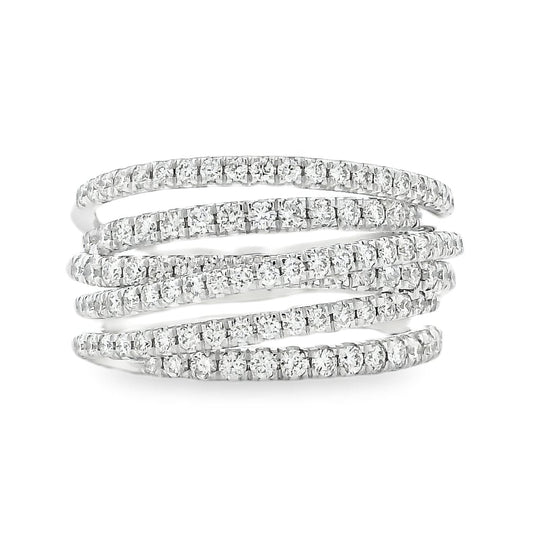 Gabriel & Co. 14k White Gold 1.00ctw Diamond Criss Cross Layered Ring — top-down view